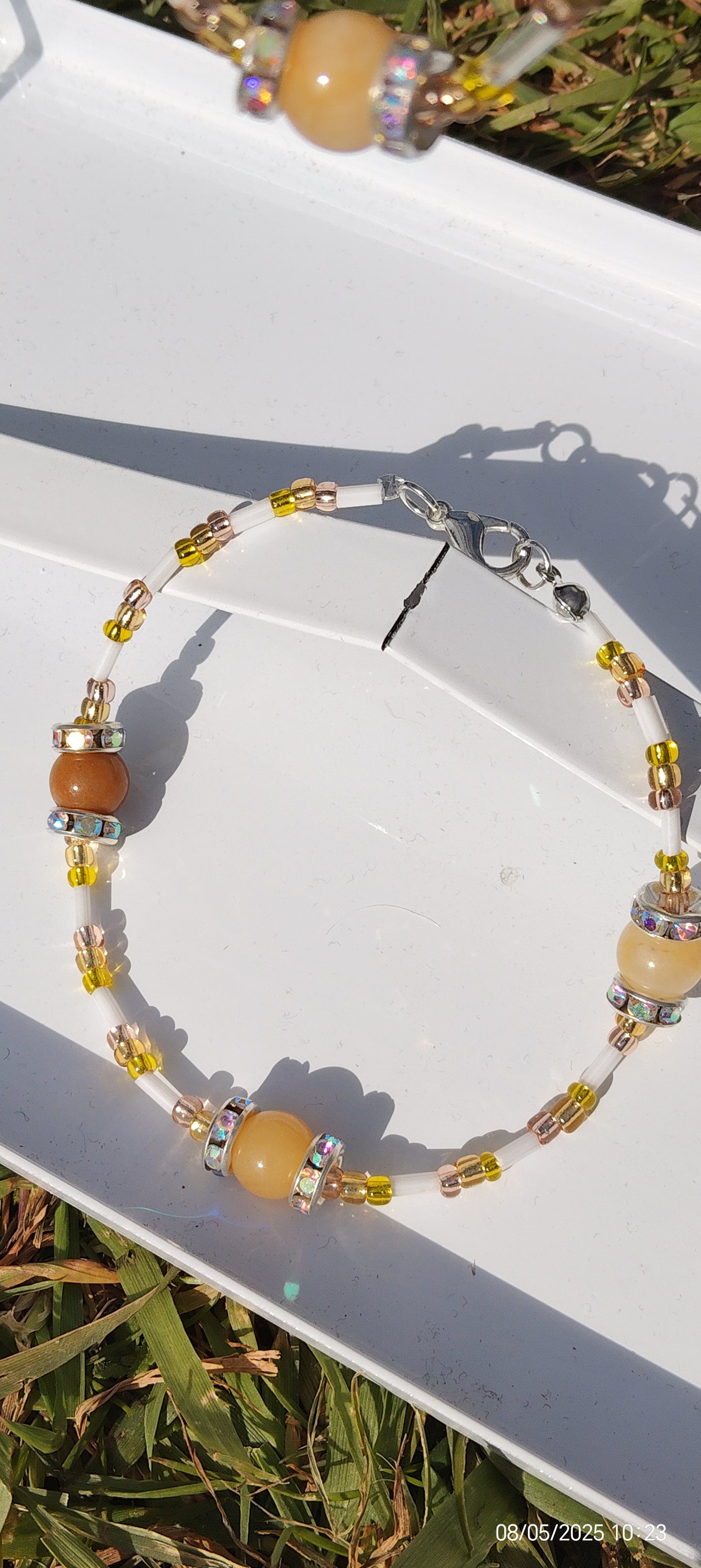 Daffodil 3 pce Necklace, bracelet and earrings Set, created with Yellow Jade