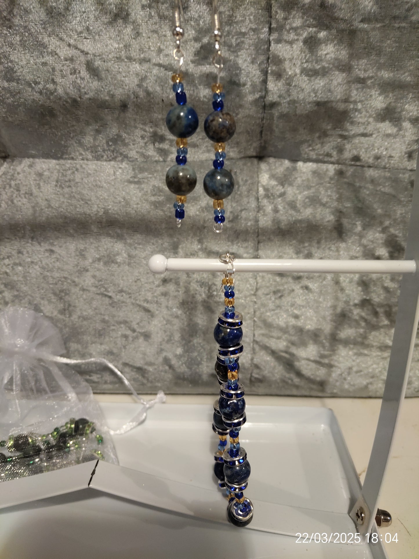 "Kokcha River"Bracelet and Earrings set, Lapis Lazuli