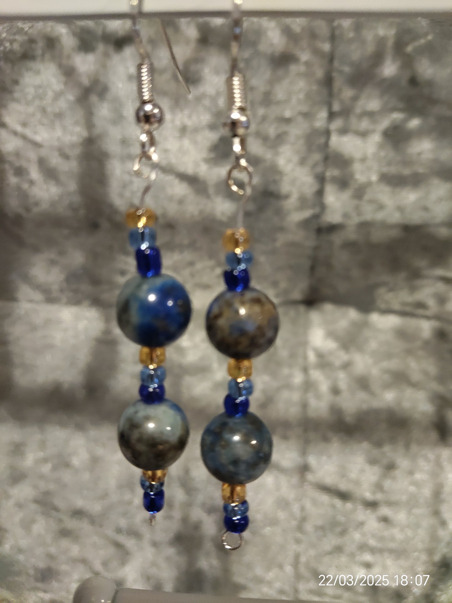 "Kokcha River"Bracelet and Earrings set, Lapis Lazuli