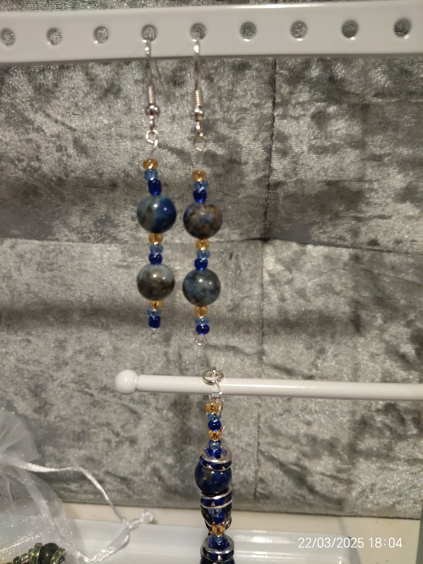 "Kokcha River"Bracelet and Earrings set, Lapis Lazuli