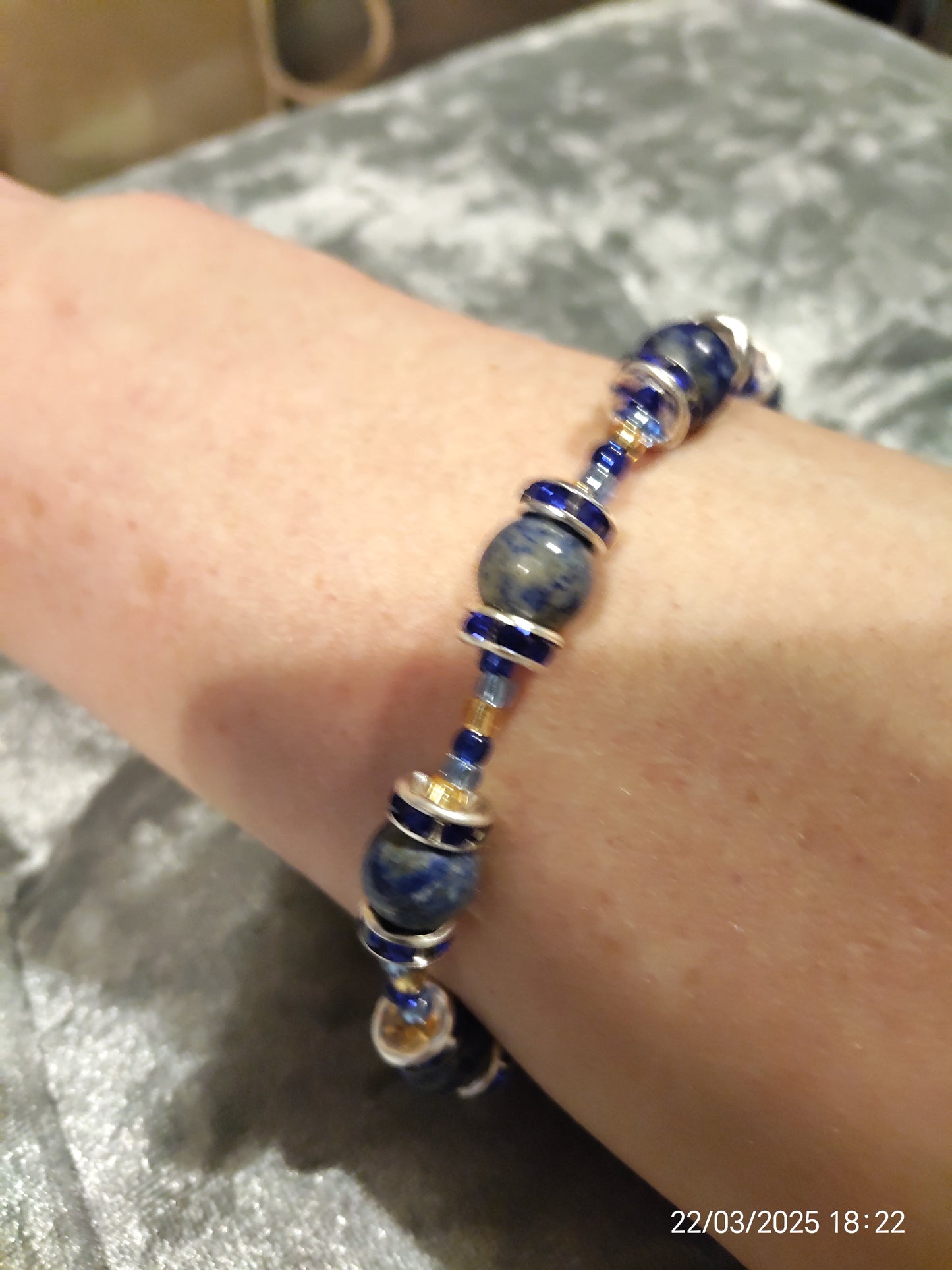 "Kokcha River"Bracelet and Earrings set, Lapis Lazuli