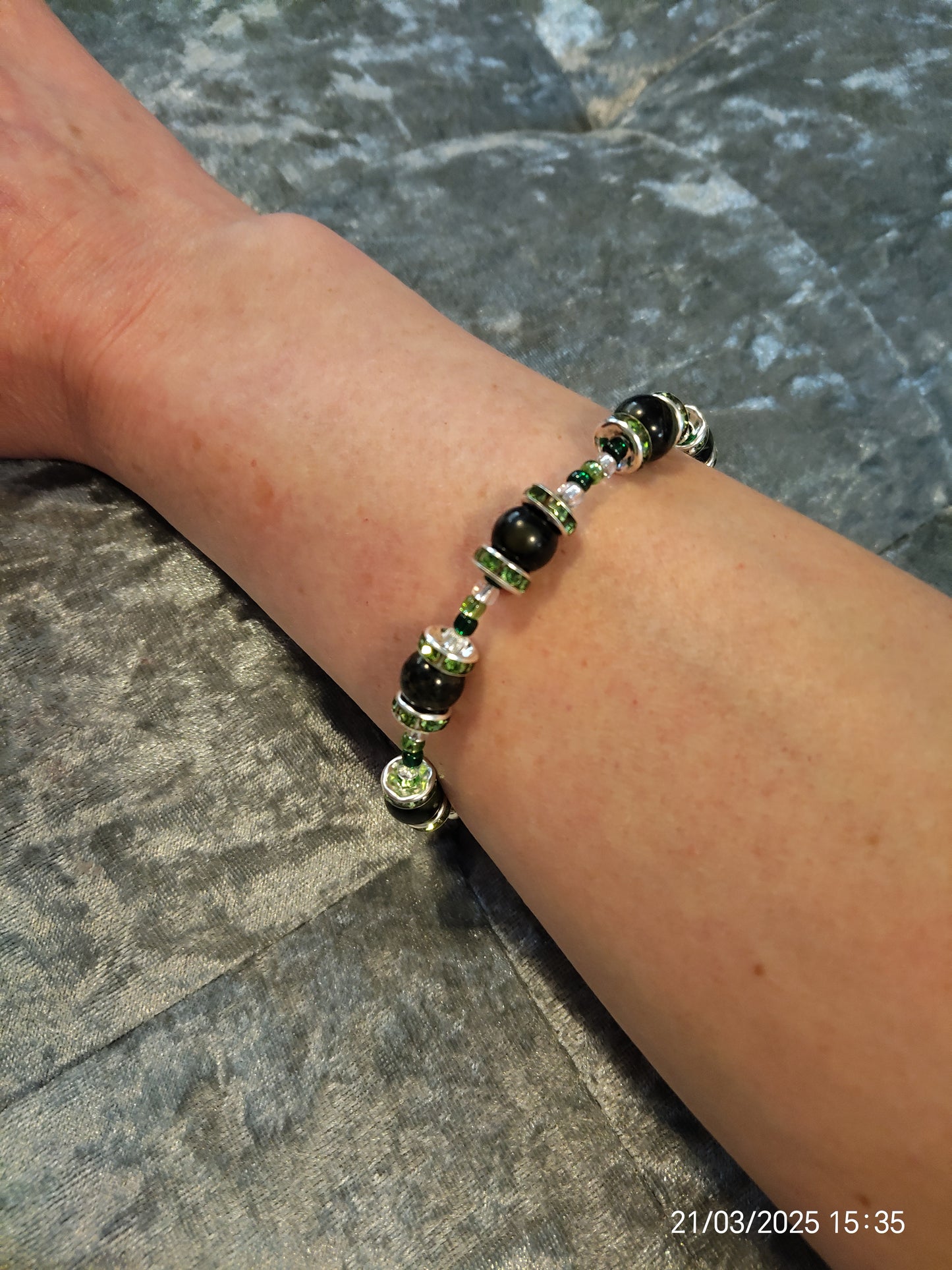 "Moss"Bracelet and Earrings set in Kambaba Jasper