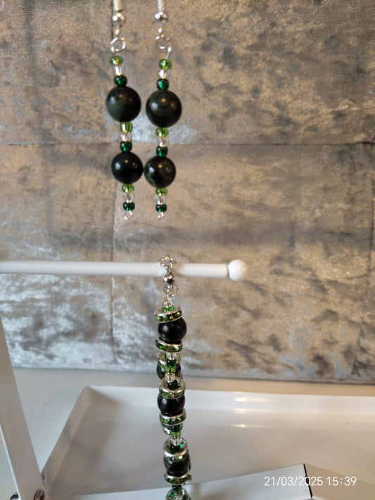 "Moss"Bracelet and Earrings set in Kambaba Jasper