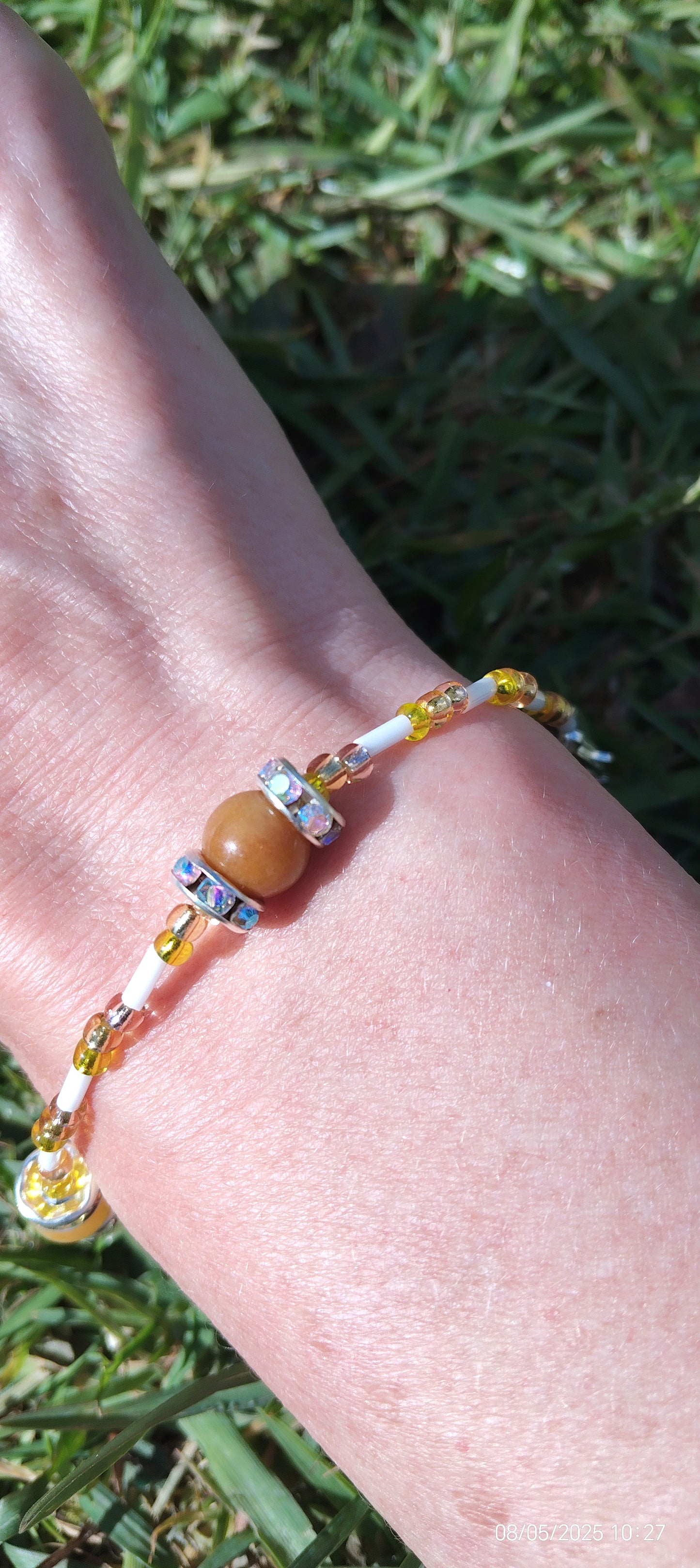 Daffodil 3 pce Necklace, bracelet and earrings Set, created with Yellow Jade