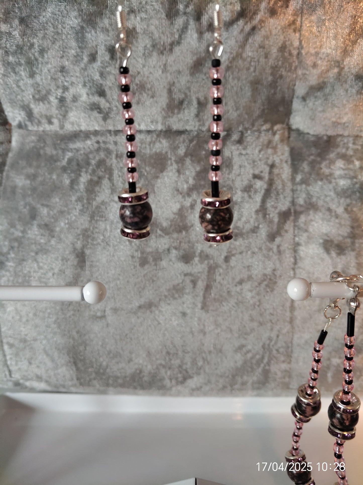 Rhodonite Bracelet and Earrings set
