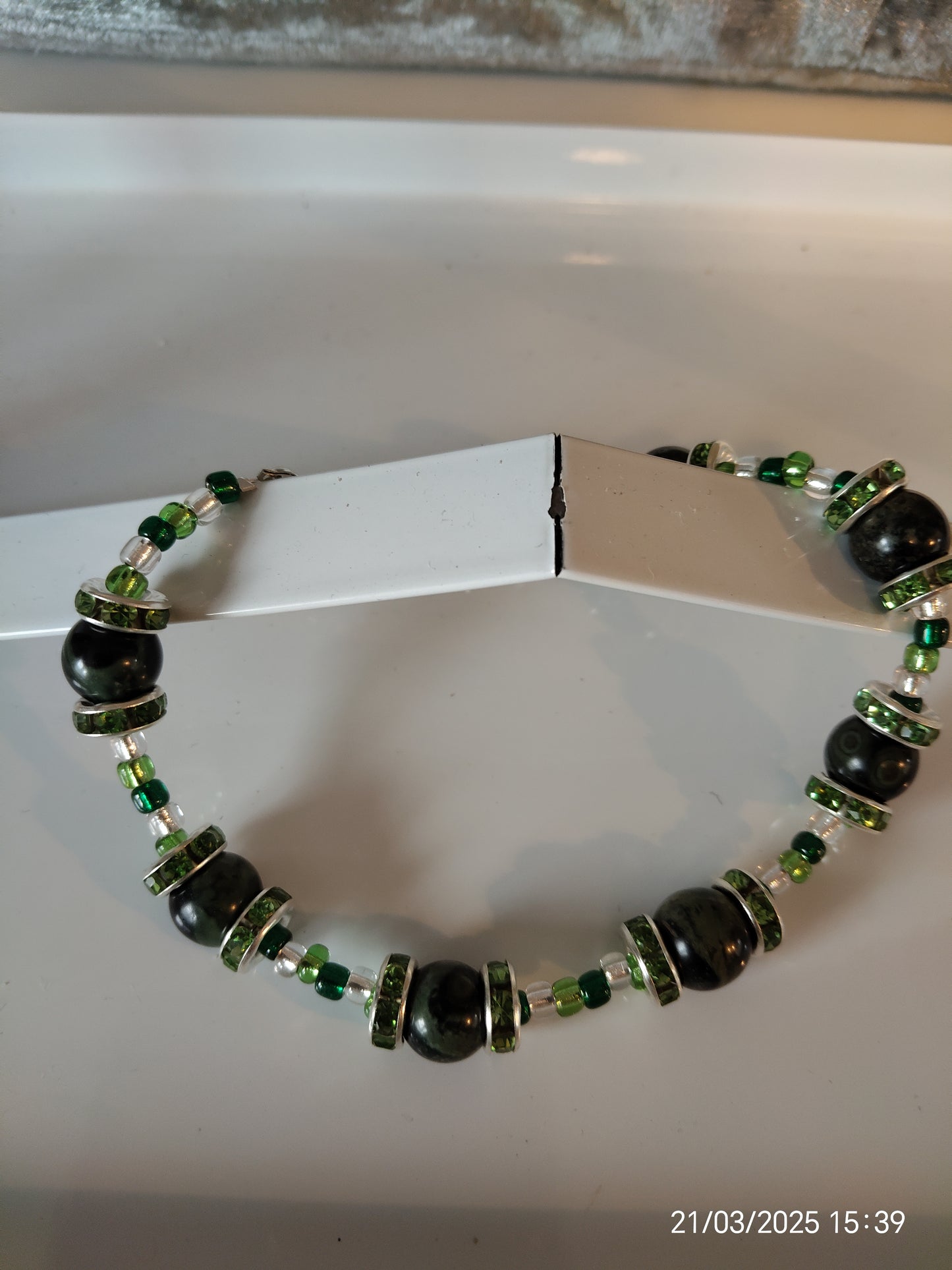 "Moss"Bracelet and Earrings set in Kambaba Jasper