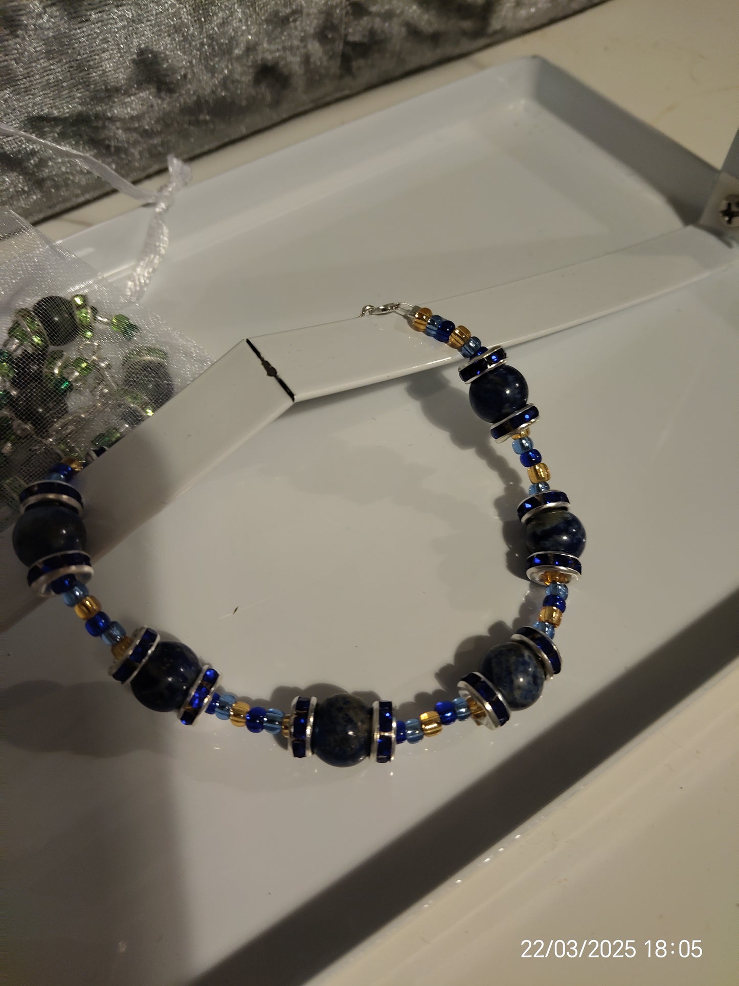 "Kokcha River"Bracelet and Earrings set, Lapis Lazuli