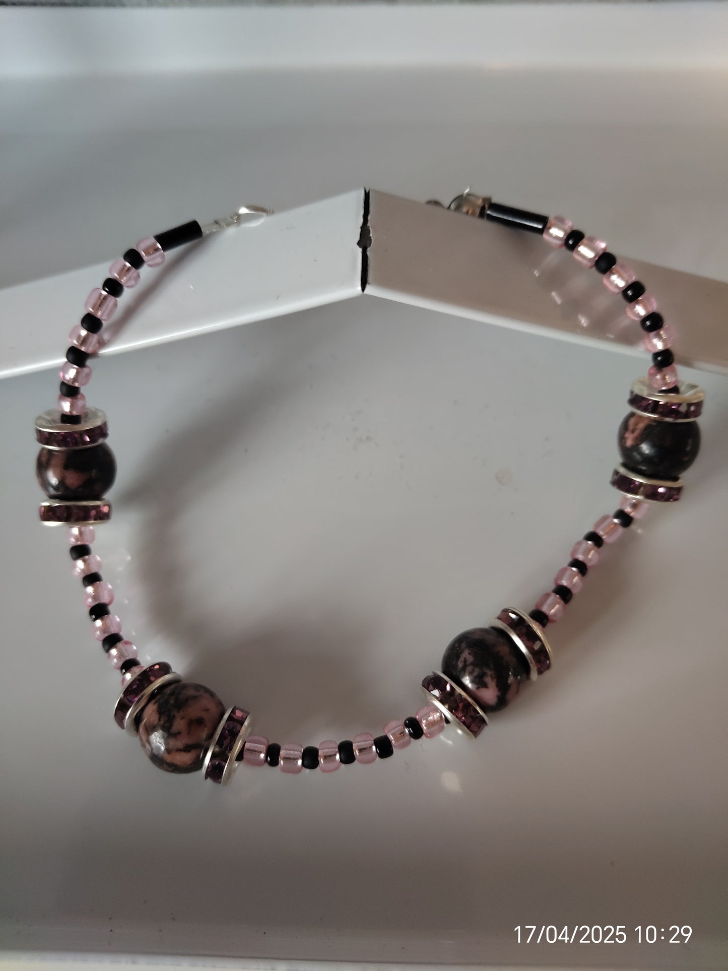 Rhodonite Bracelet and Earrings set