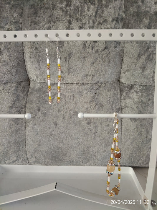 Daffodil 3 pce Necklace, bracelet and earrings Set, created with Yellow Jade